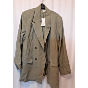 A New Day Women's Double Breasted Blazer Jacket Back Slit Mid Length Xl Nwt